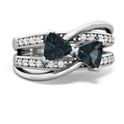 Alexandrite Bowtie 14K White Gold ring R2360