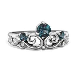 Blue Topaz Crown Keepsake 14K White Gold ring R5740