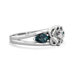 Alexandrite Hearts Intertwined 14K White Gold ring R5880