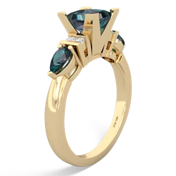 Alexandrite 6Mm Princess Eternal Embrace Engagement 14K Yellow Gold ring C2002