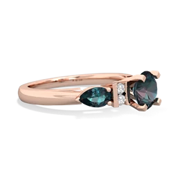 Turquoise 6Mm Round Eternal Embrace Engagement 14K Rose Gold ring R2005