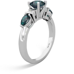 Emerald 6Mm Round Eternal Embrace Engagement 14K White Gold ring R2005