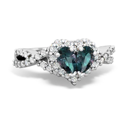 Alexandrite Diamond Twist 'One Heart' 14K White Gold ring R2640HRT