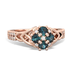 Alexandrite Celtic Knot Cluster Engagement 14K Rose Gold ring R26443RD