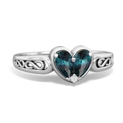 Alexandrite Filligree 'One Heart' 14K White Gold ring R5070