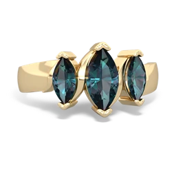 Lab Sapphire Three Peeks 14K Yellow Gold ring R2433