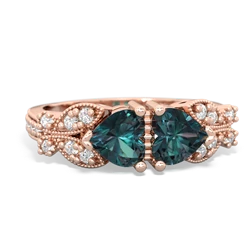 Alexandrite Diamond Butterflies 14K Rose Gold ring R5601