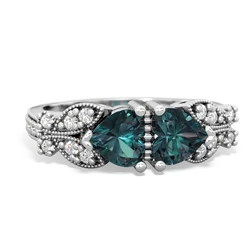 Alexandrite Diamond Butterflies 14K White Gold ring R5601