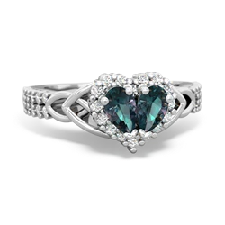 Alexandrite Celtic Knot Two Hearts As One 14K White Gold ring R2644HRT