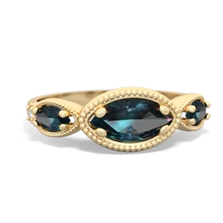 Aquamarine Milgrain Marquise 14K Yellow Gold ring R5700