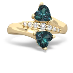 Alexandrite Heart To Heart 14K Yellow Gold ring R2064