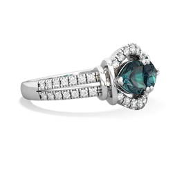 Alexandrite Art-Deco Keepsake 14K White Gold ring R5630