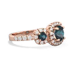 Lab Pink Sapphire Regal Halo 14K Rose Gold ring R5350