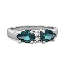 Alexandrite Pear Bowtie 14K White Gold ring R0865