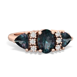 Alexandrite Antique Style Three Stone 14K Rose Gold ring R2186