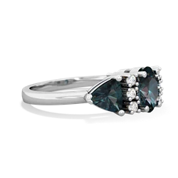 Alexandrite Antique Style Three Stone 14K White Gold ring R2186