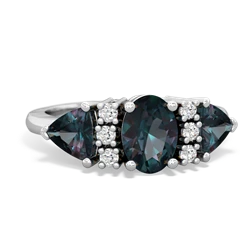 Alexandrite Antique Style Three Stone 14K White Gold ring R2186