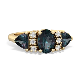 Smoky Quartz Antique Style Three Stone 14K Yellow Gold ring R2186