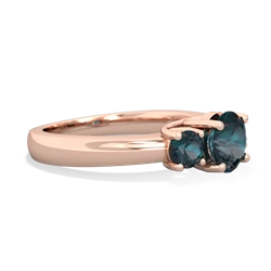 Emerald Three Stone Round Trellis 14K Rose Gold ring R4018