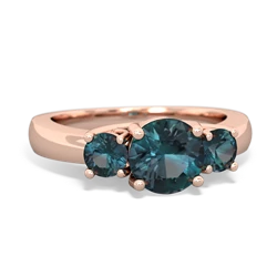 Tanzanite Three Stone Round Trellis 14K Rose Gold ring R4018