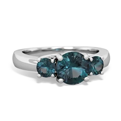 Aquamarine Three Stone Round Trellis 14K White Gold ring R4018