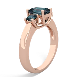 Garnet Three Stone Emerald-Cut Trellis 14K Rose Gold ring R4021