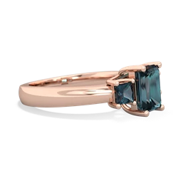 Alexandrite Three Stone Emerald-Cut Trellis 14K Rose Gold ring R4021