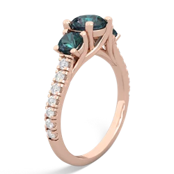 Lab Sapphire Pave Trellis 14K Rose Gold ring R5500