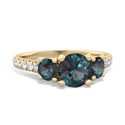 Tanzanite Pave Trellis 14K Yellow Gold ring R5500