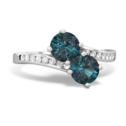 Alexandrite Channel Set Two Stone 14K White Gold ring R5303