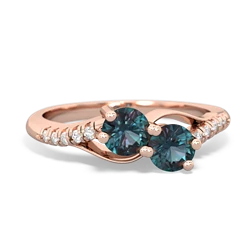 Alexandrite Infinity Pave Two Stone 14K Rose Gold ring R5285