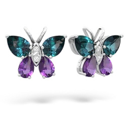 Alexandrite Butterfly 14K White Gold earrings E2215