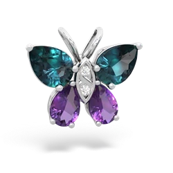 Alexandrite Butterfly 14K White Gold pendant P2215