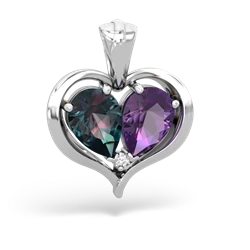 Alexandrite Two Become One 14K White Gold pendant P5330