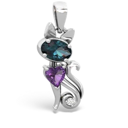 Alexandrite Kitten 14K White Gold pendant P5780