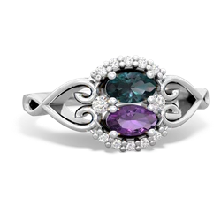 Alexandrite Love Nest 14K White Gold ring R5860