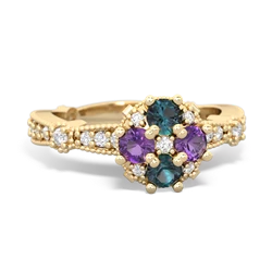 Alexandrite Sparkling Tiara Cluster 14K Yellow Gold ring R26293RD