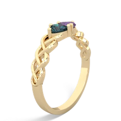 Alexandrite Heart To Heart Braid 14K Yellow Gold ring R5870