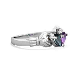 Alexandrite 'Our Heart' Claddagh 14K White Gold ring R2388