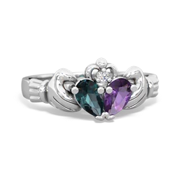 Alexandrite 'Our Heart' Claddagh 14K White Gold ring R2388