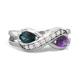 Alexandrite Diamond Infinity 14K White Gold ring R5390