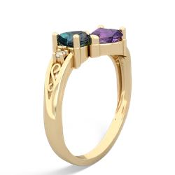 Alexandrite Snuggling Hearts 14K Yellow Gold ring R2178