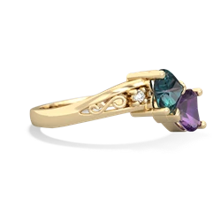 Alexandrite Snuggling Hearts 14K Yellow Gold ring R2178