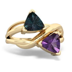 Alexandrite Split Band Swirl 14K Yellow Gold ring R2341