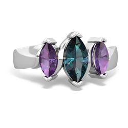 Alexandrite Three Peeks 14K White Gold ring R2433