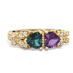 Alexandrite Diamond Butterflies 14K Yellow Gold ring R5601