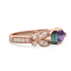 Alexandrite Diamond Butterflies 14K Rose Gold ring R5601