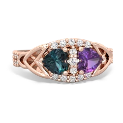 Alexandrite Sparkling Celtic Knot 14K Rose Gold ring R2645