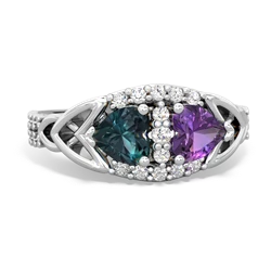 Alexandrite Sparkling Celtic Knot 14K White Gold ring R2645