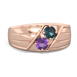 Alexandrite Men's Streamline 14K Rose Gold ring R0460